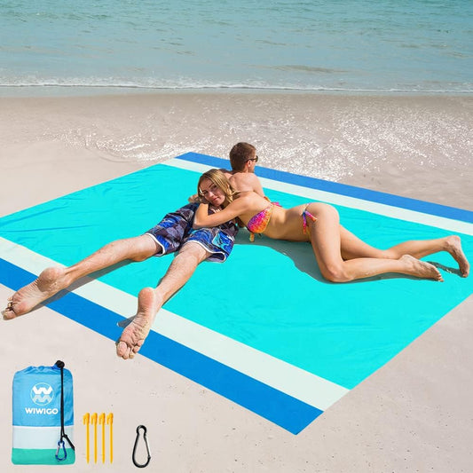 Beach Blanket Waterproof Sandproof Beach Mat 79" X 83" /10'x9'for 2-8 Adults Quick Drying Outdoor Picnic Mat Beach Accessories for Travel, Camping, Hiking