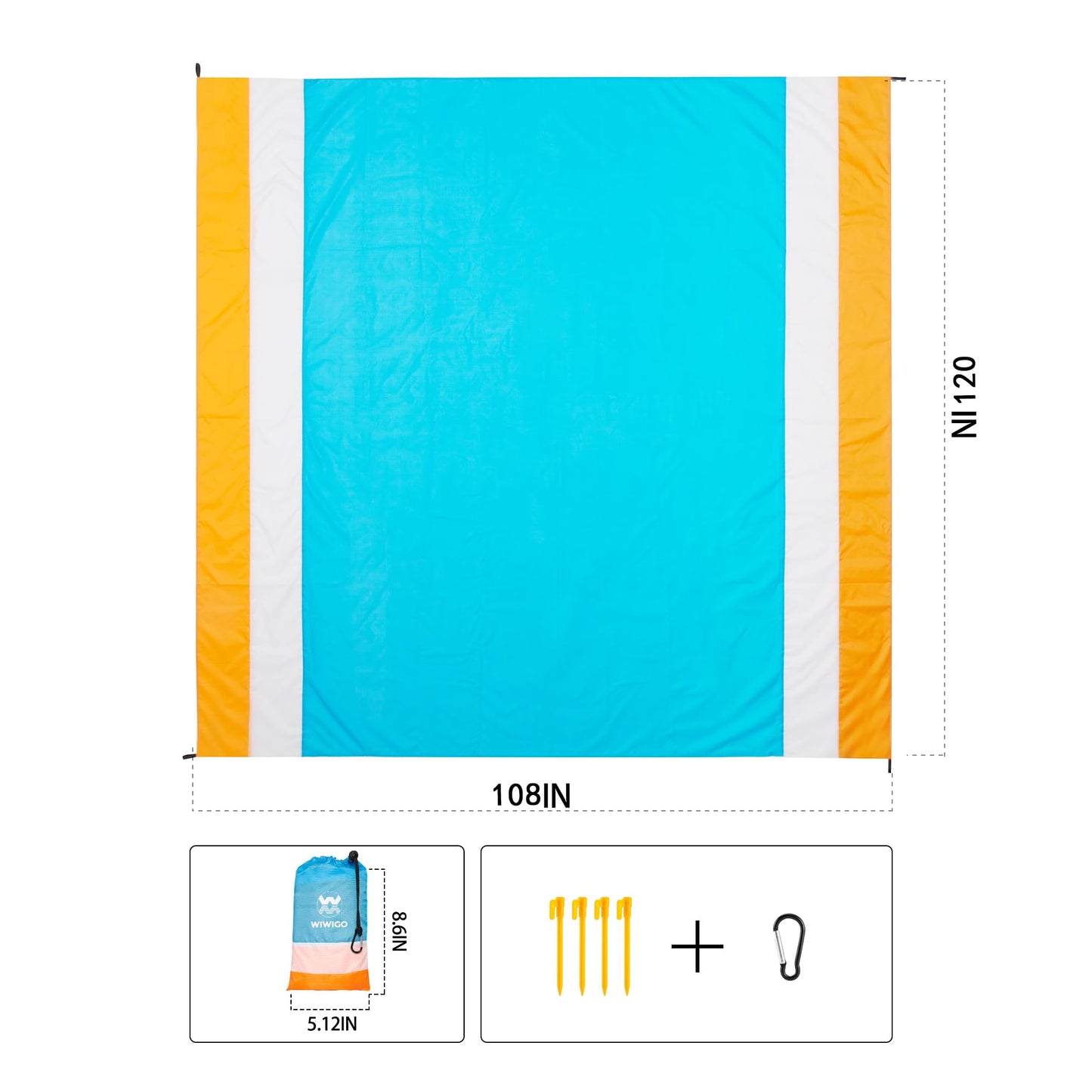 Beach Blanket Waterproof Sandproof Beach Mat 79" X 83" /10'x9'for 2-8 Adults Quick Drying Outdoor Picnic Mat Beach Accessories for Travel, Camping, Hiking